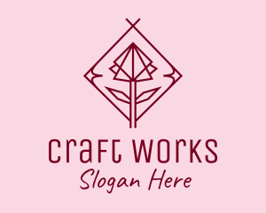 Maroon Geometric Rose  logo design