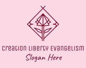 Maroon Geometric Rose  logo design