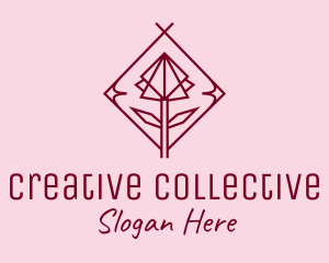 Maroon Geometric Rose  logo design