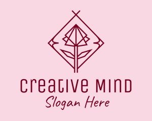 Maroon Geometric Rose  logo design