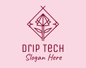 Maroon Geometric Rose  logo design