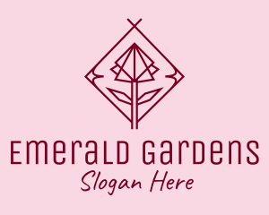 Maroon Geometric Rose  logo design