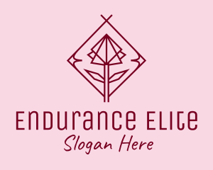 Maroon Geometric Rose  logo design