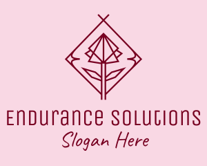 Maroon Geometric Rose  logo design