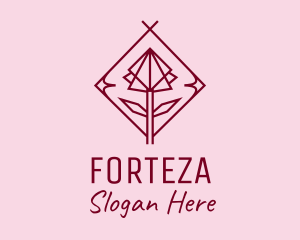 Maroon Geometric Rose  logo design