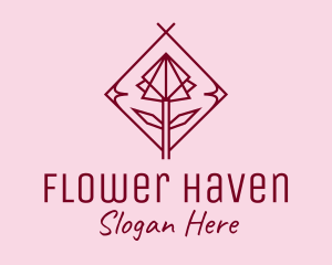 Maroon Geometric Rose  logo design