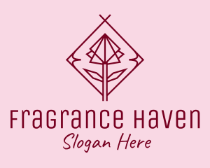 Maroon Geometric Rose  logo design