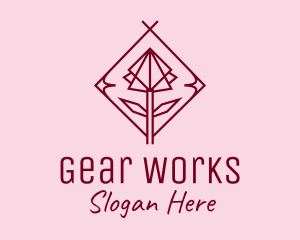 Maroon Geometric Rose  logo design