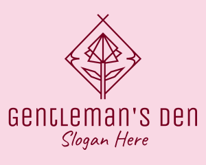 Maroon Geometric Rose  logo design