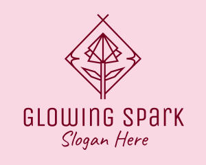 Maroon Geometric Rose  logo design