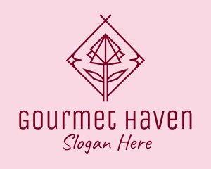 Maroon Geometric Rose  logo design