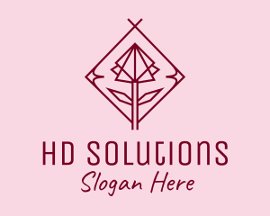 Maroon Geometric Rose  logo design