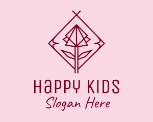 Maroon Geometric Rose  logo design