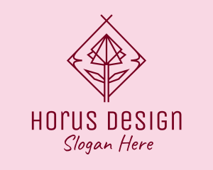 Maroon Geometric Rose  logo design