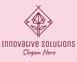 Maroon Geometric Rose  logo design