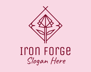 Maroon Geometric Rose  logo design