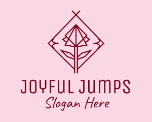 Maroon Geometric Rose  logo design