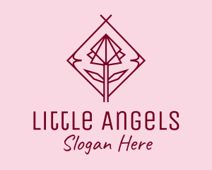 Maroon Geometric Rose  logo design