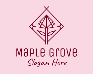 Maroon Geometric Rose  logo design