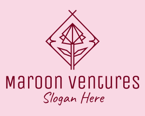 Maroon Geometric Rose  logo design