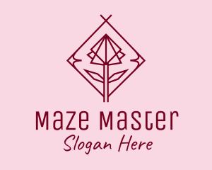 Maroon Geometric Rose  logo design