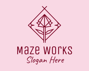 Maroon Geometric Rose  logo design