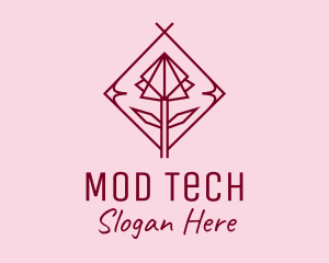 Maroon Geometric Rose  logo design