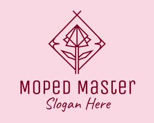 Maroon Geometric Rose  logo design