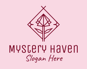 Maroon Geometric Rose  logo design