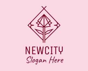 Maroon Geometric Rose  logo design