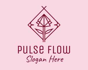 Maroon Geometric Rose  logo design