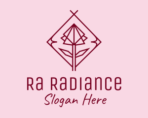 Maroon Geometric Rose  logo design