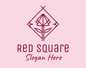 Maroon Geometric Rose  logo design