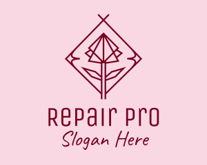 Maroon Geometric Rose  logo design