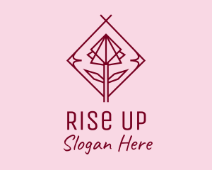 Maroon Geometric Rose  logo design