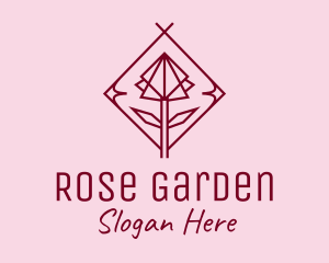 Rose - Maroon Geometric Rose logo design
