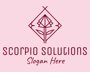 Maroon Geometric Rose  logo design