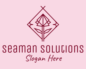 Maroon Geometric Rose  logo design