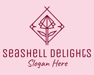 Maroon Geometric Rose  logo design