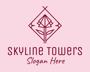 Maroon Geometric Rose  logo design