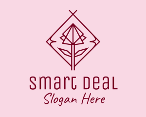 Maroon Geometric Rose  logo design