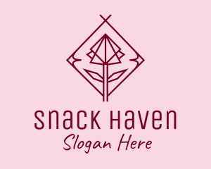 Maroon Geometric Rose  logo design