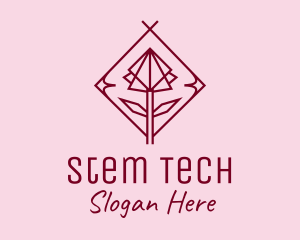 Stem - Maroon Geometric Rose logo design