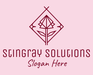 Maroon Geometric Rose  logo design