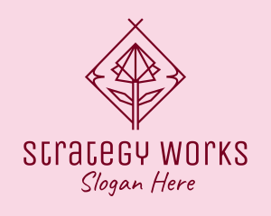 Maroon Geometric Rose  logo design