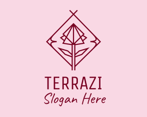 Maroon Geometric Rose  logo design