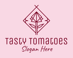 Maroon Geometric Rose  logo design