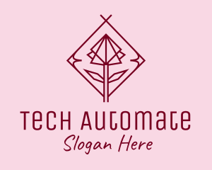 Maroon Geometric Rose  logo design