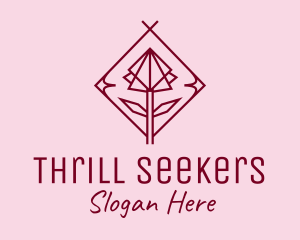 Maroon Geometric Rose  logo design