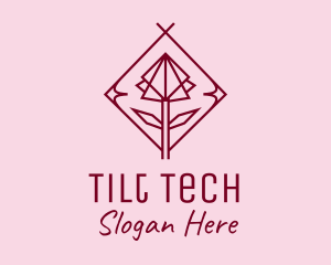 Maroon Geometric Rose  logo design